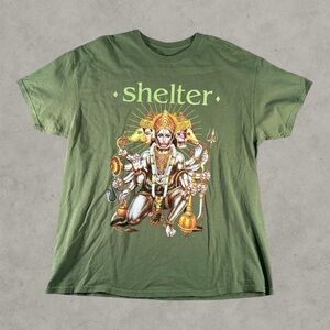 Shelter Shirt Mens XL Green Y2K Mantra Hardcore Punk Band Tee Rare Supersoul